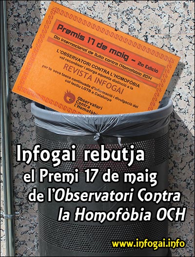 La revista Infogai rebutja el Premi 17 de maig de l’Observatori Contra l’Homofòbia